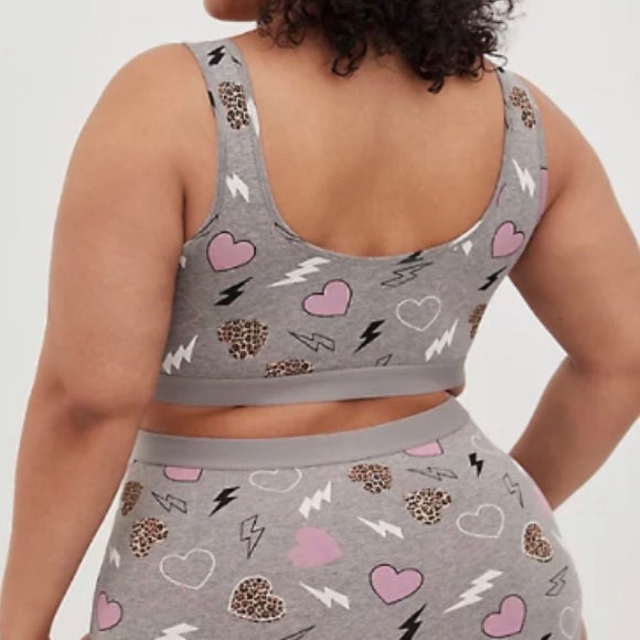 🆕 🌩 Grey Lightning Heart Cotton Bralette 2 2X 18 20 NWT Torrid New! Gray - Picture 3 of 5